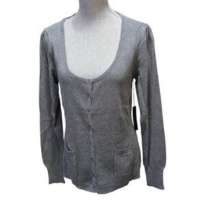 BCBGMAXAZRIA Women's Grey Long Sleeve Sweater Cardigan XL NWT